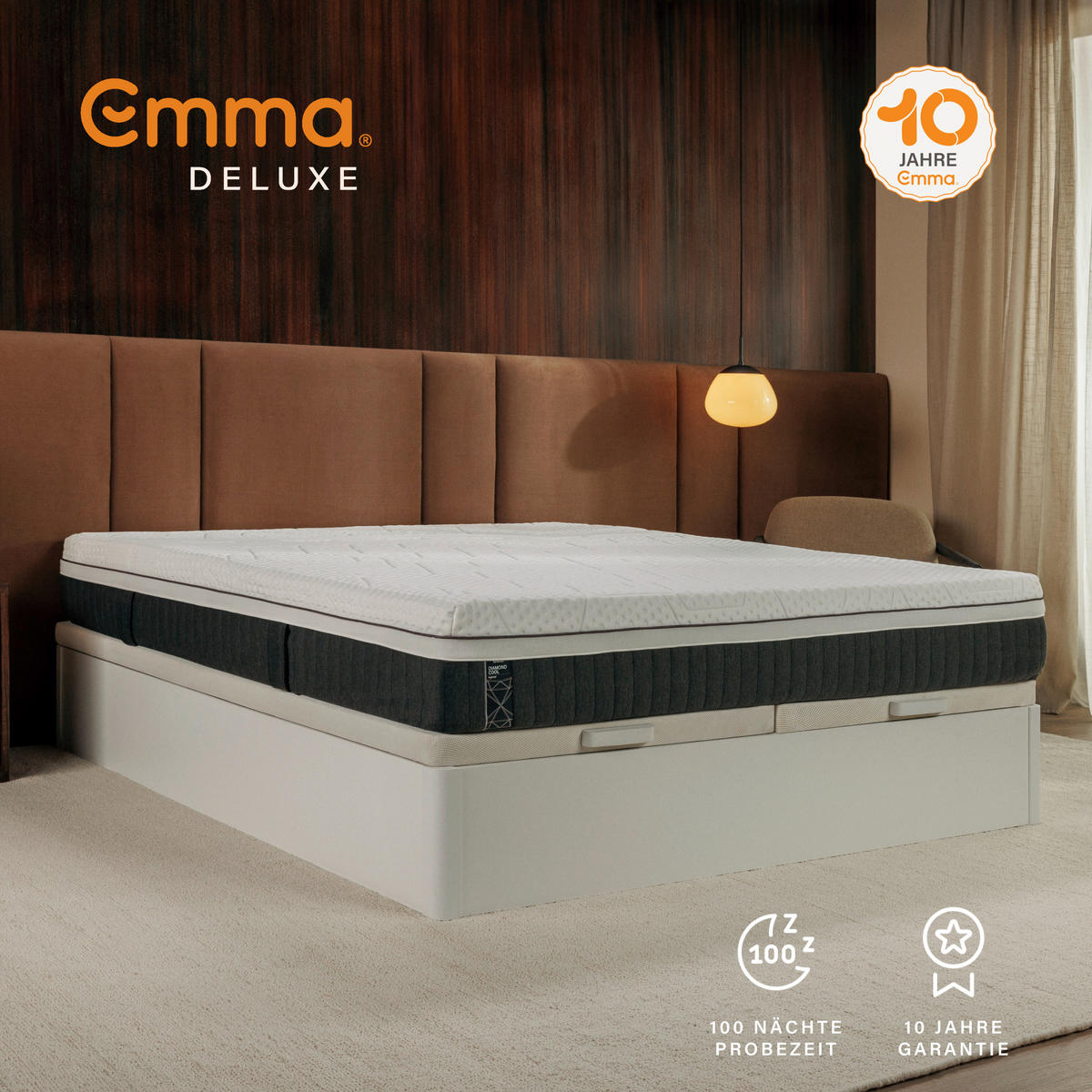 TASCHENFEDERKERNMATRATZE 180/200 cm, Höhe ca.: 27 cm, H2 = mittel, 7-Zonen - Weiß/Grau, Basics, Textil (180/200cm) - Emma