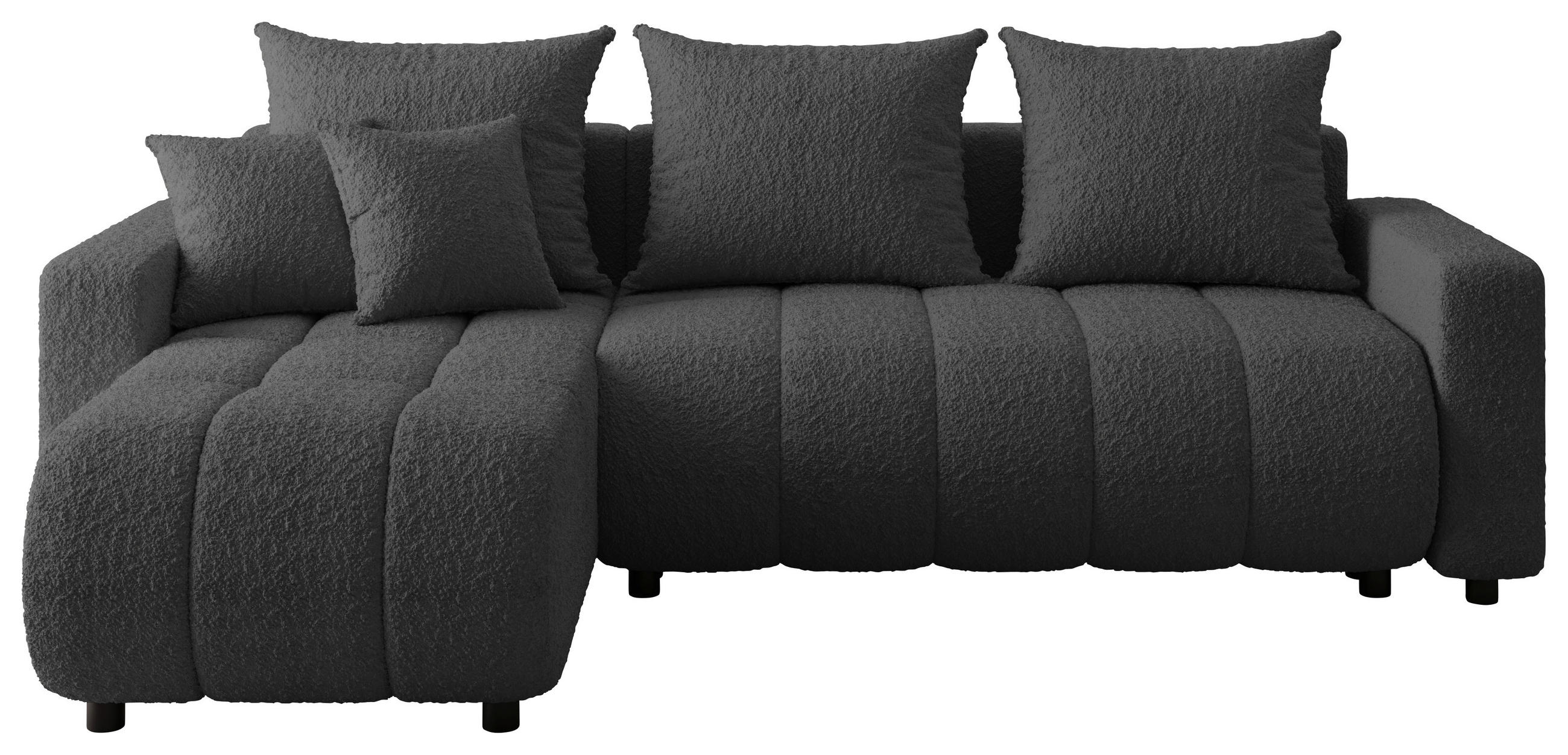 ECKSOFA  in Bouclé Dunkelgrau  - Dunkelgrau/Schwarz, MODERN, Kunststoff/Textil (150/240cm) - Carryhome