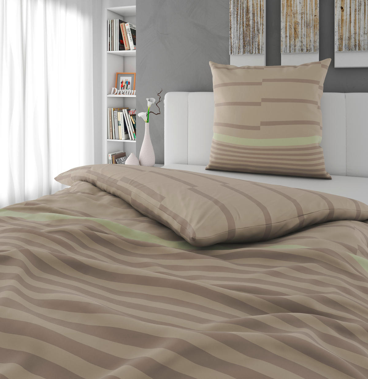 BETTWÄSCHE 2-teilig 135/200 cm  - Beige, Textil (135/200cm) - Bio:Vio