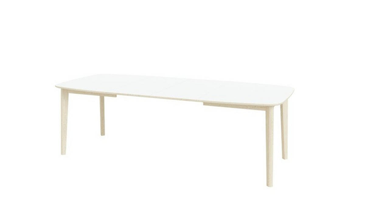 MATBORD 142/102/74 cm massivt trä, delar i massivt trä  trä, plast utdragbar, finns i olika träslag rektangulär vit, ek Bianco  - vit/ek Bianco, Klassisk, trä/plast (142/102/74cm) - Skovby