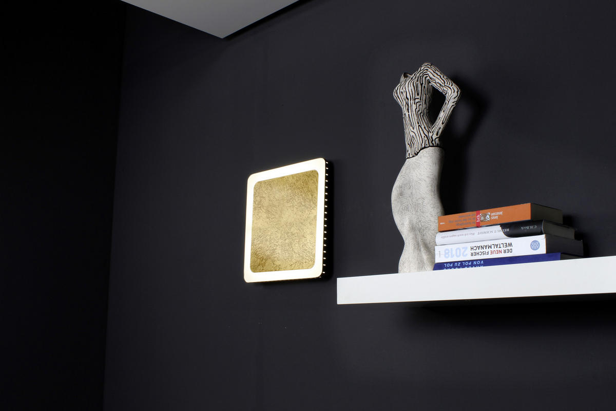 LED-DECKENLEUCHTE Solaris 31/31/4,5 cm   - Goldfarben/Schwarz, Design, Metall (31/31/4,5cm)