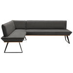 ECKBANK 163/243 cm Lederlook Schwarz, Eichefarben, Dunkelgrau Eiche massiv Metall   - Eichefarben/Dunkelgrau, Design, Holz/Textil (163/243cm) - Voleo