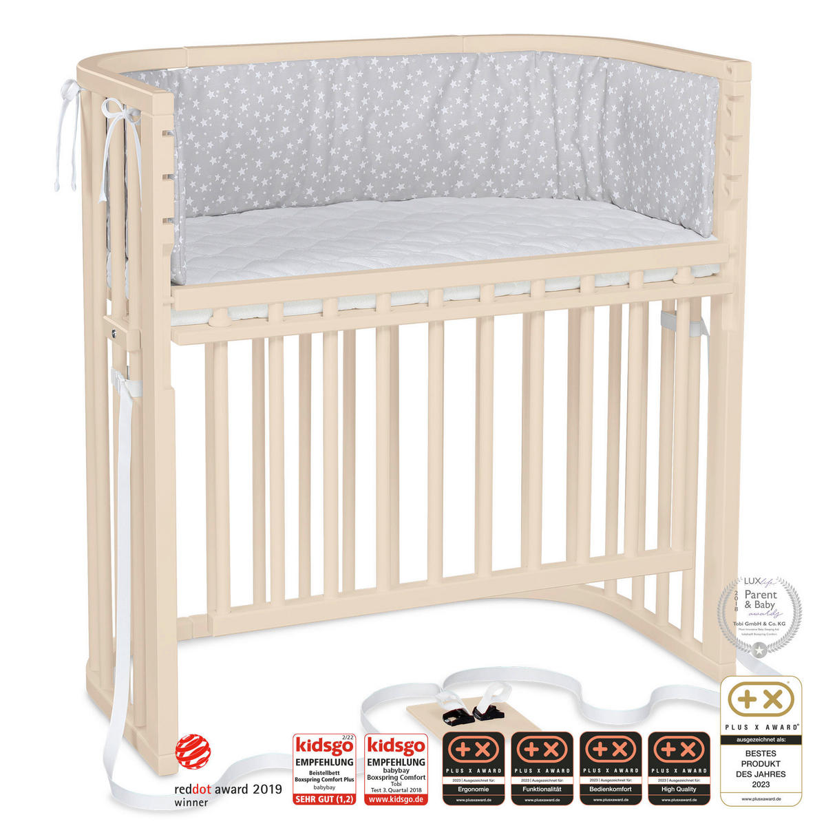 BEISTELLBETT  96/56,50/96,50 cm  - Beige, Basics, Holz (96/56,50/96,50cm) - Babybay