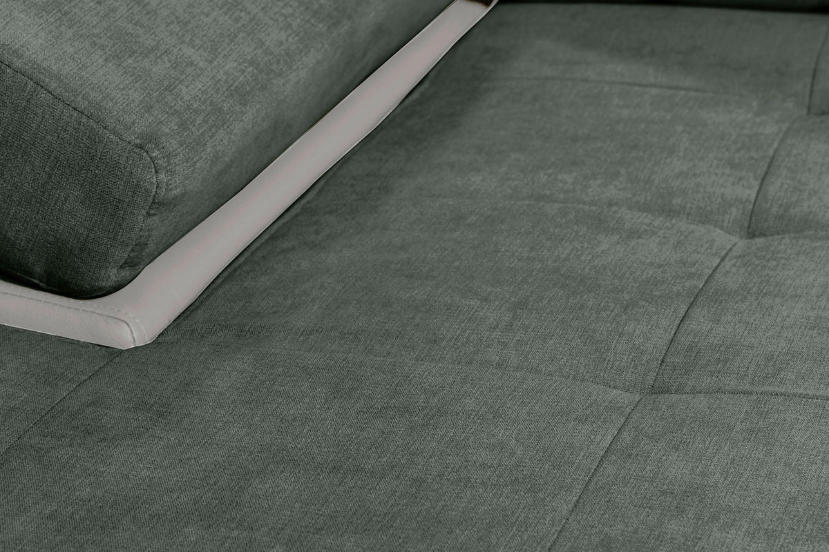 CloseUp von MID.YOU ECKSOFA Weiß, Olivgrün Flachgewebe.
