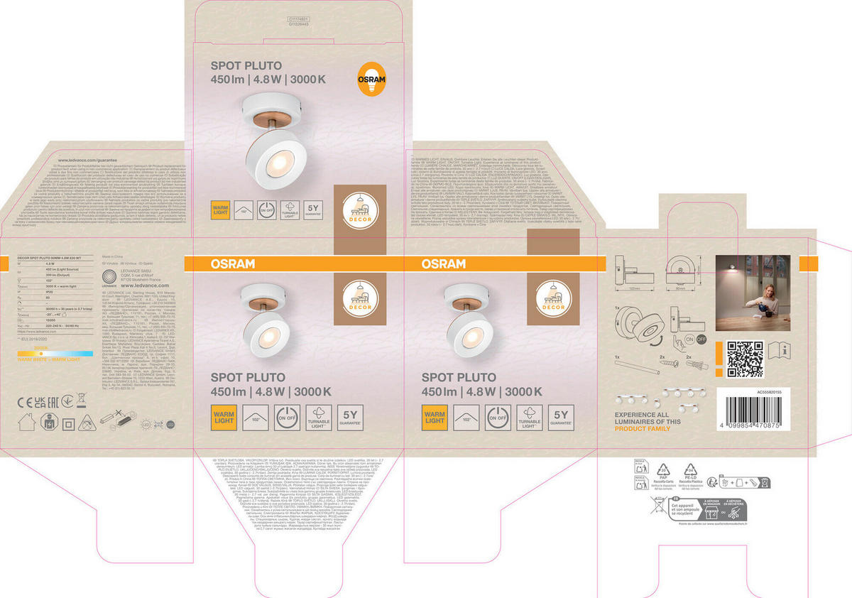 LED-STRAHLER 9/12,2/9 cm   - Weiß, Design, Holz/Kunststoff (9/12,2/9cm) - Osram