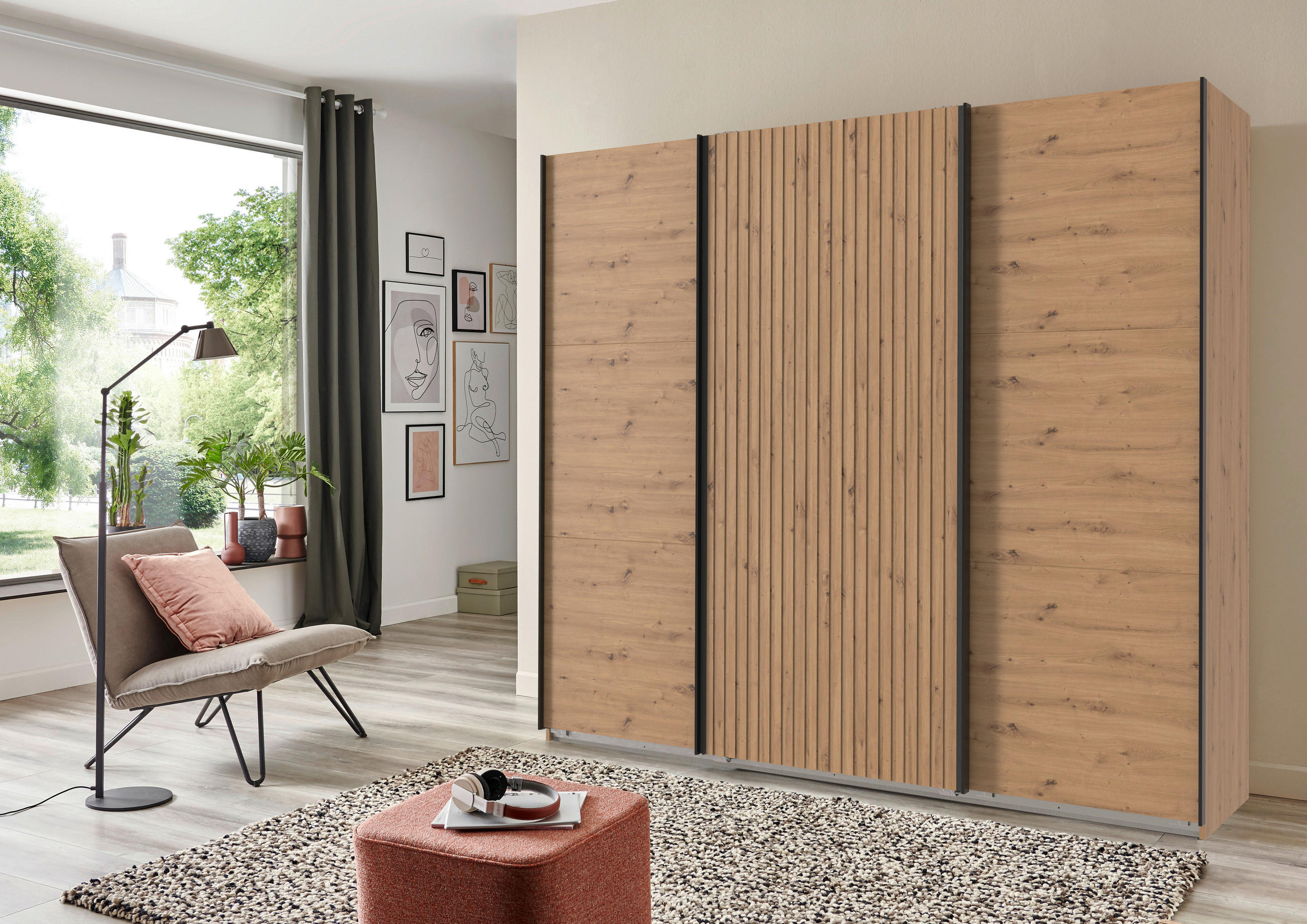 SCHWEBETÜRENSCHRANK in Eiche Artisan  - Eiche Artisan, Modern, Holzwerkstoff (250/216/65cm) - MID.YOU