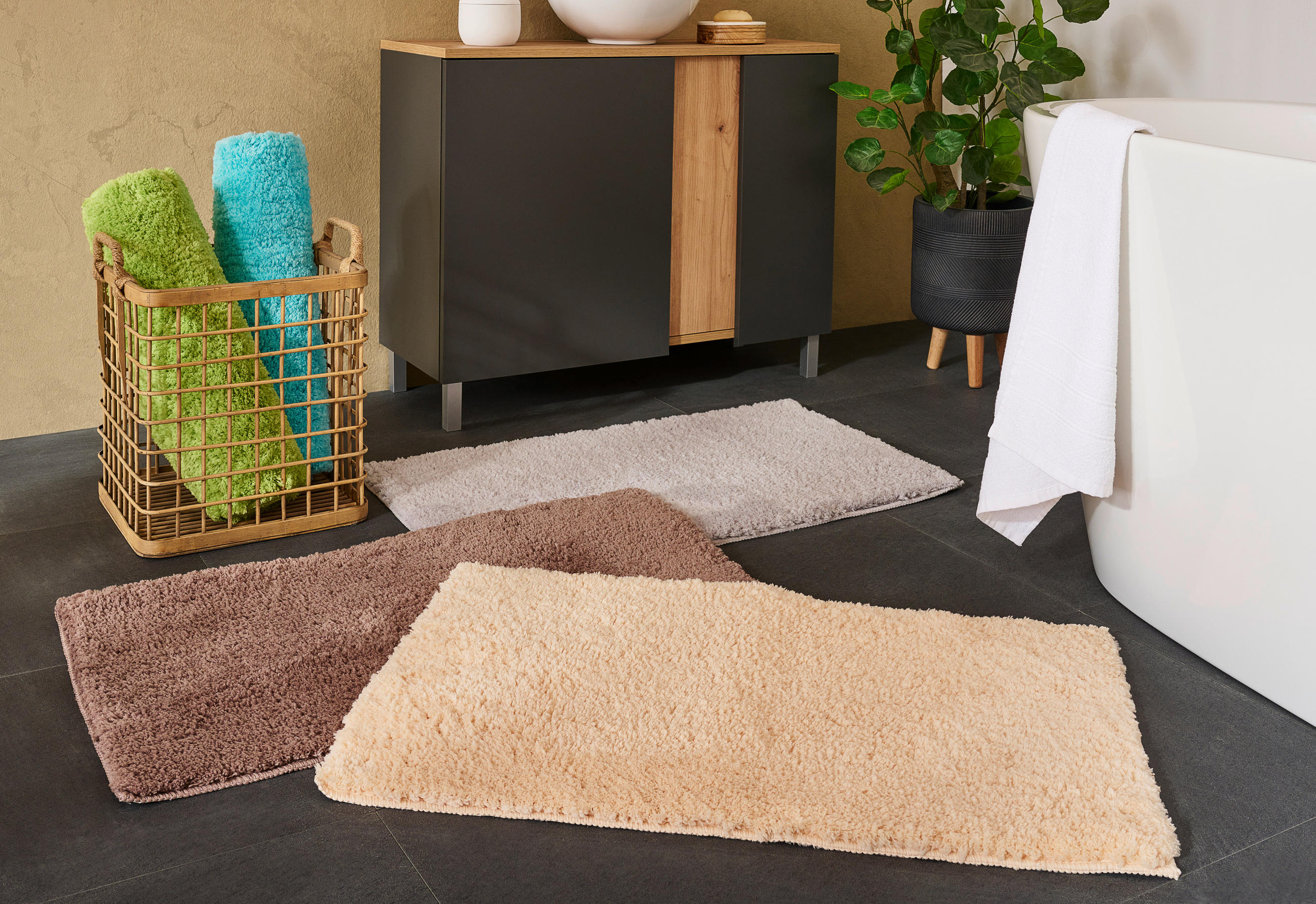 BADEMATTE  50/80 cm  Taupe   - Taupe, Basics, Naturmaterialien/Textil (50/80cm) - Boxxx