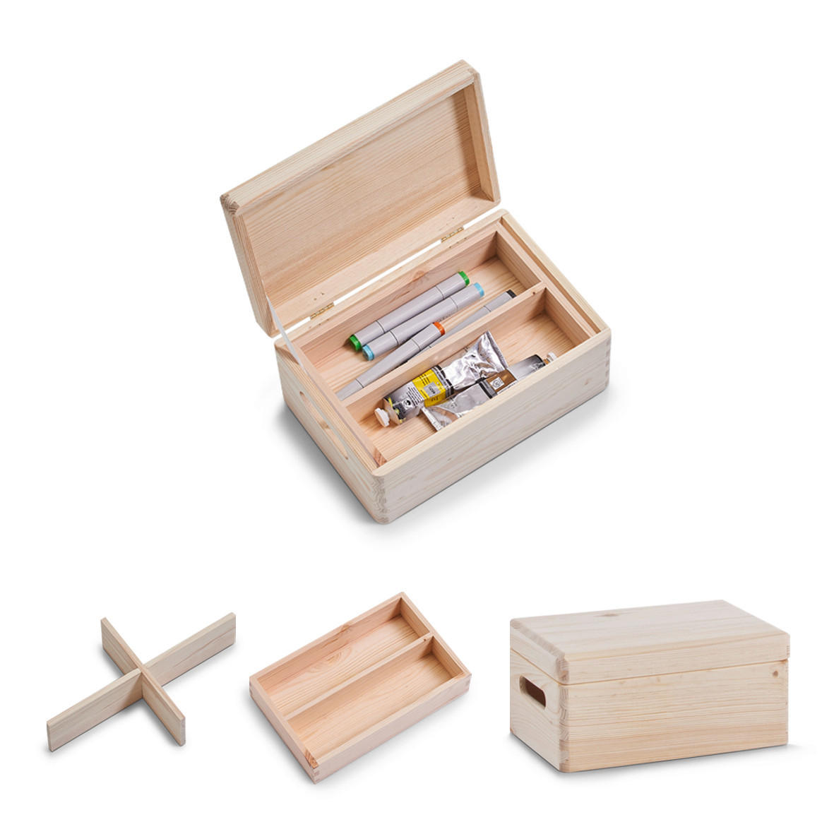 KISTENSET - Naturfarben, Basics, Holz (30/20/14cm) - Zeller Present