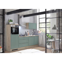 KÜCHENLEERBLOCK 260 cm   in Grün, Eiche San Remo  - Chromfarben/Eiche San Remo, Design, Holzwerkstoff/Metall (260cm) - P & B