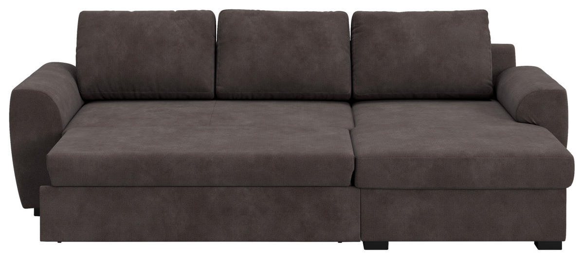 ECKSOFA Braun Mikrofaser Zierkissen, Bettkasten  - Schwarz/Braun, Trend, Kunststoff/Textil (253/154cm) - MID.YOU