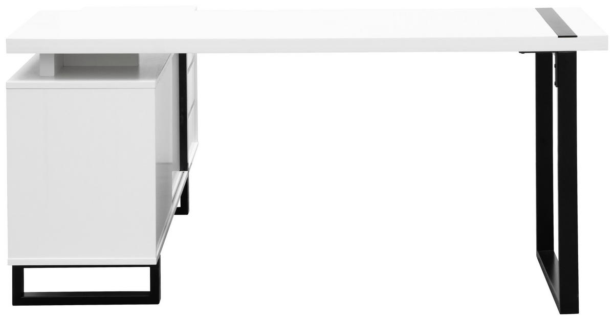 SAROKÍRÓASZTAL  - fekete/fehér, Modern, faalapú anyag/fém (160/160/76cm) - Livetastic