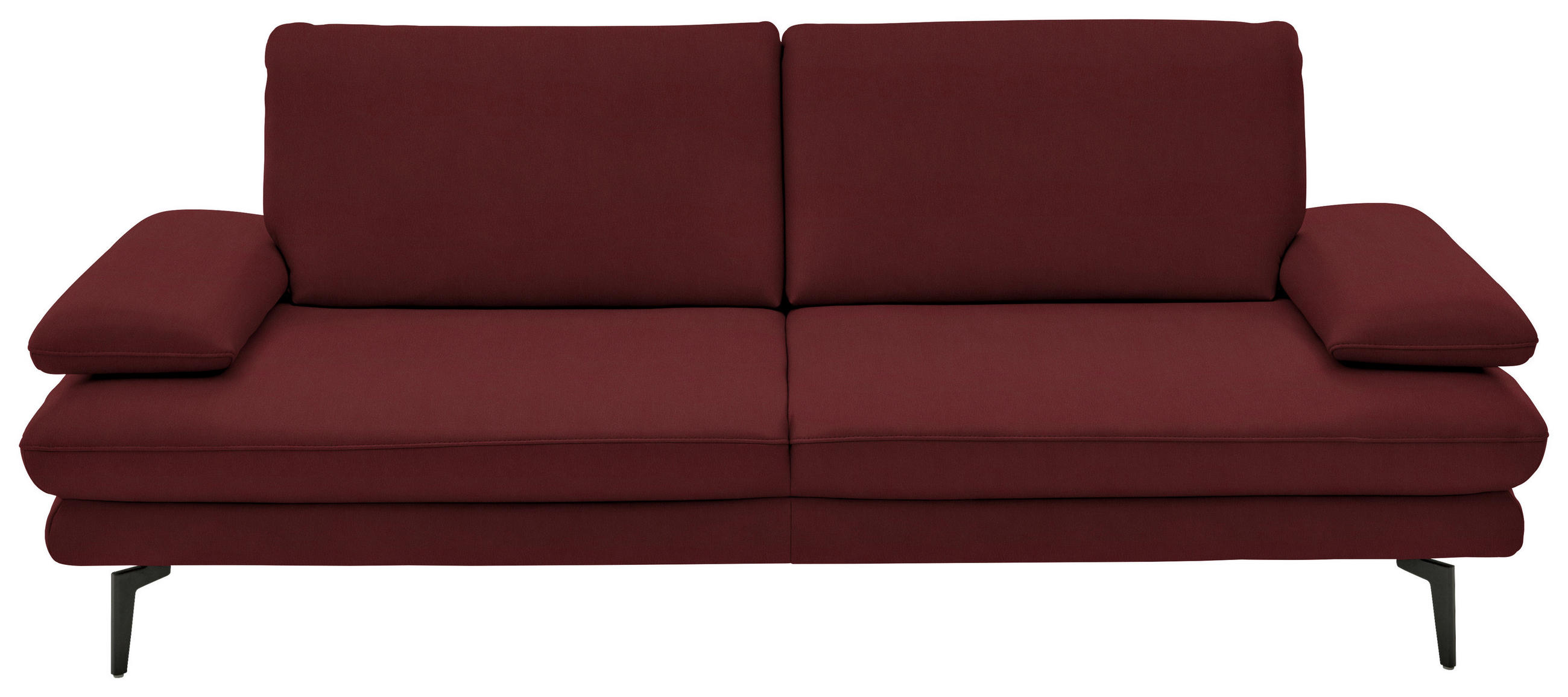 3-SITZER-SOFA in Echtleder Rot  - Rot/Schwarz, Design, Leder/Metall (222/86/104cm) - Dieter Knoll
