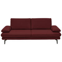 3-SITZER-SOFA in Echtleder Rot  - Rot/Schwarz, Design, Leder/Metall (222/86/104cm) - Dieter Knoll