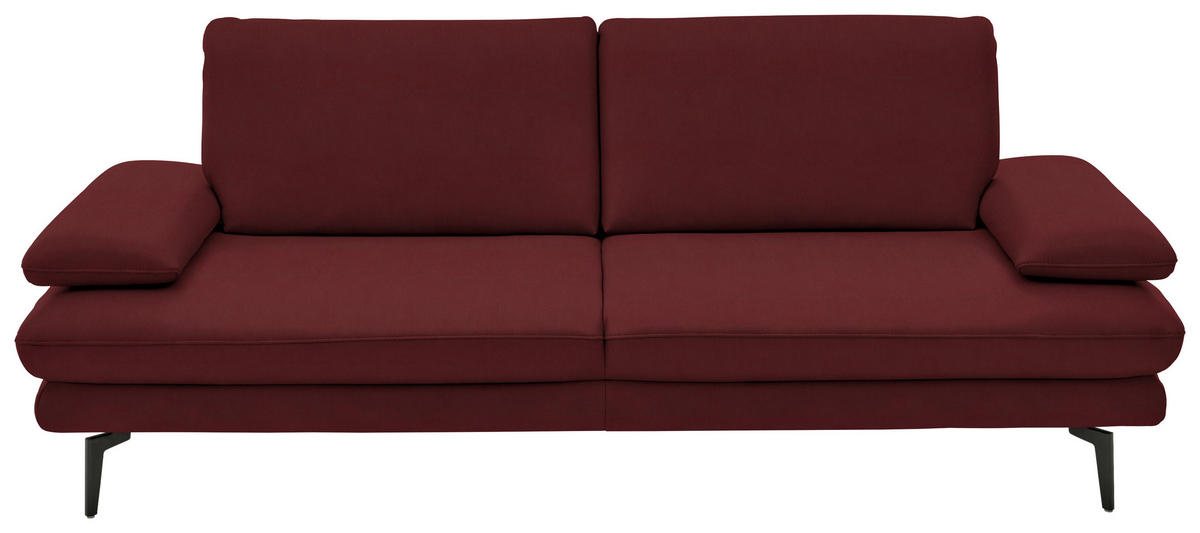 3-SITZER-SOFA in Echtleder Rot  - Rot/Schwarz, Design, Leder/Metall (222/86/104cm) - Dieter Knoll