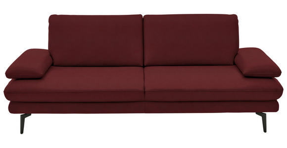 3-SITZER-SOFA in Leder Rot - Rot/Schwarz, Design, Leder/Metall (222/86/104cm) - Dieter Knoll