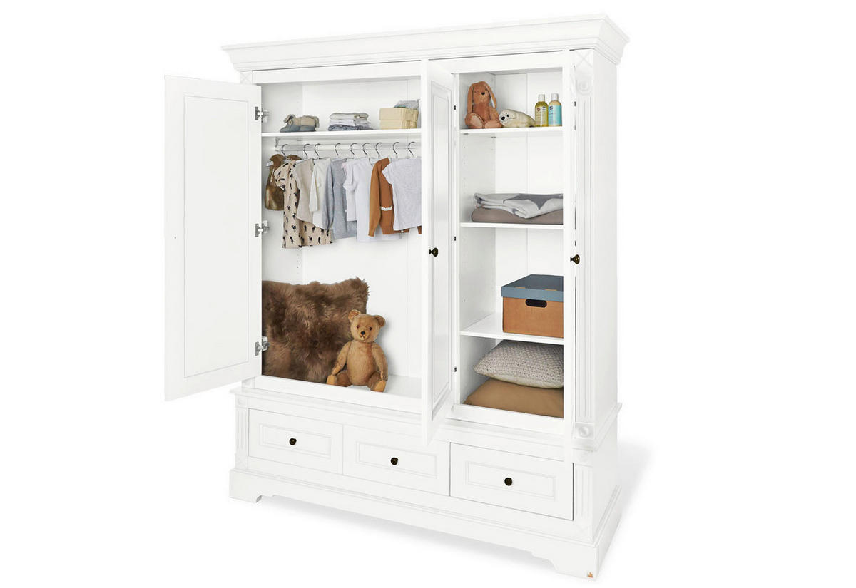 BABYKLEIDERSCHRANK PINOLINO EMILIA  - Anthrazit/Weiß, Trend, Holzwerkstoff/Metall (178/208/58cm) - Pinolino