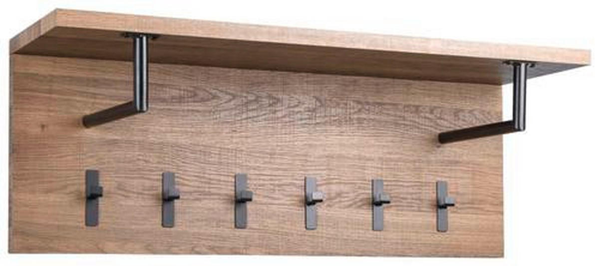GARDEROBENPANEEL  in 80/30/26 cm  - Eichefarben/Schwarz, Basics, Holzwerkstoff/Metall (80/30/26cm)