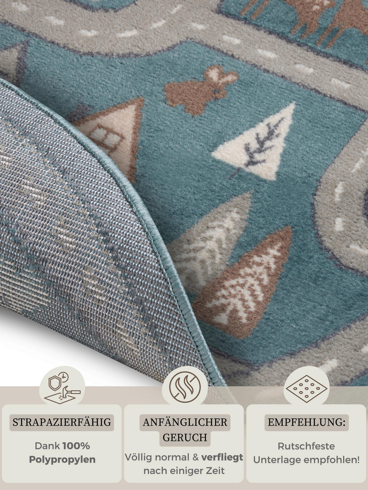 KINDERTEPPICH 140 cm Adventures  - Grau/Grün, Design, Kunststoff/Textil (140cm)