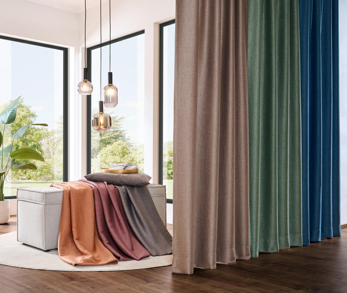 VORHANGSTOFF per lfm Verdunkelung  - Blau, Basics, Textil (140cm) - Esposa