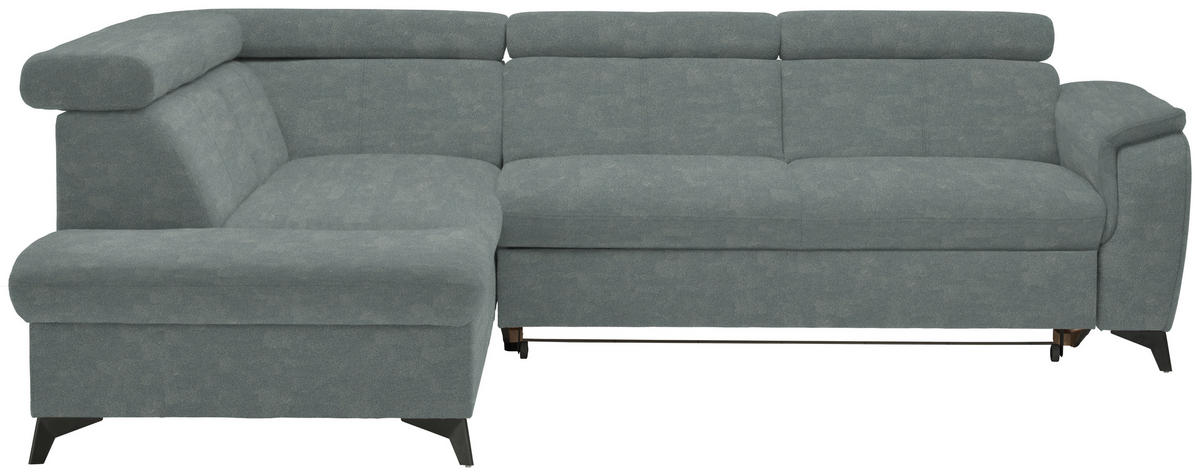 ECKSOFA in Mikrofaser Grau  - Schwarz/Grau, Design, Textil/Metall (203/260cm) - Stylife