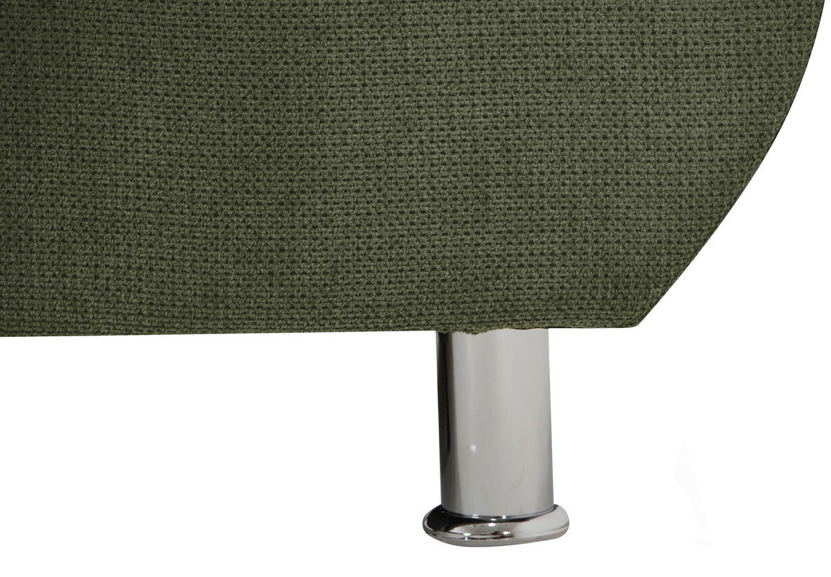 ECKSOFA in Flachgewebe, Mikrofaser Grün  - Chromfarben/Grün, Design, Kunststoff/Textil (198/312cm) - Livetastic