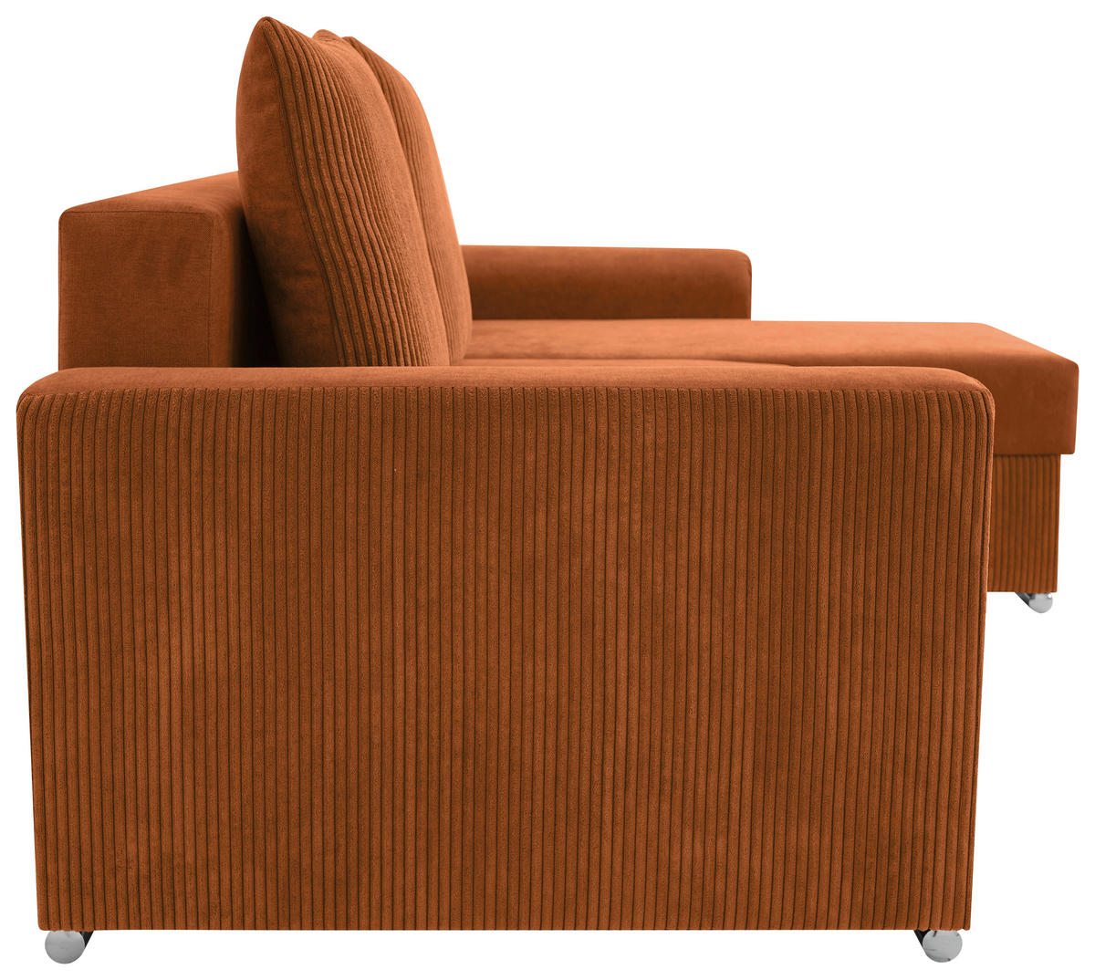 ECKSOFA in Cord, Mikrofaser Rostfarben  - Chromfarben/Rostfarben, Design, Kunststoff/Textil (239/141cm) - Livetastic