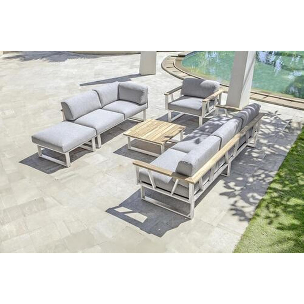 Thumbnail - Zebra Loungesessel Belvedere, Grau, Teak, Holz, Metall, Textil, Teakholz, massiv, Kufe, 89.5x59x82.5 cm, Loungemöbel, L...