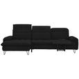 ECKSOFA in Webstoff Schwarz  - Schwarz, LIFESTYLE, Textil/Metall (180/310cm) - Valnatura