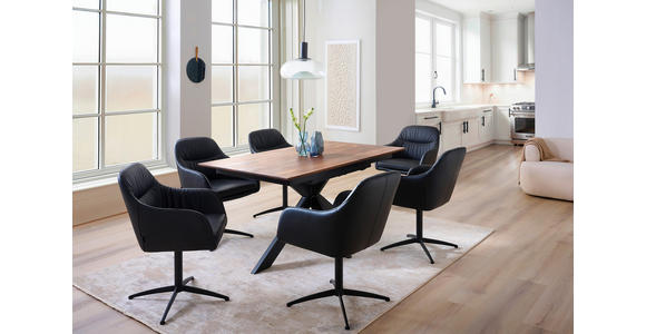 ESSTISCH in Holz, Metall 180-265/100/75 cm  - Nussbaumfarben/Schwarz, Natur, Holz/Metall (180-265/100/75cm) - Linea Natura