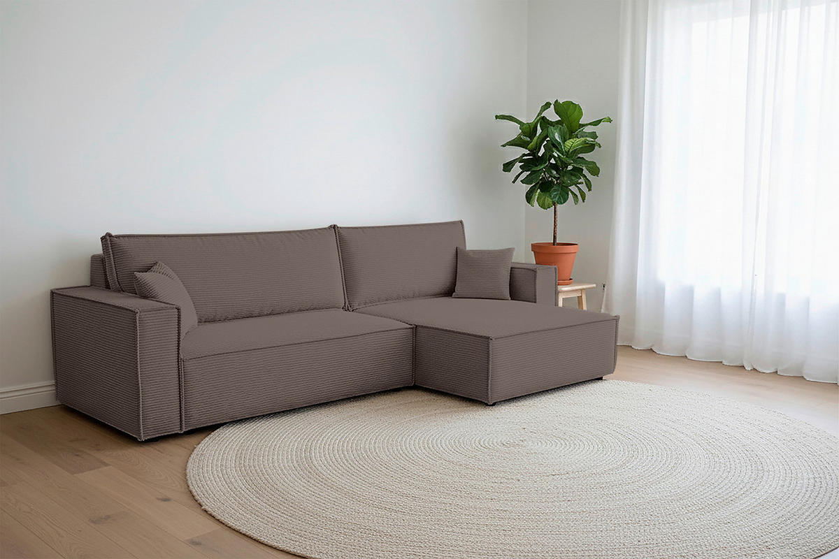 ECKSOFA Mokka Cord  - Schwarz/Mokka, Design, Textil (267/141cm) - Xora
