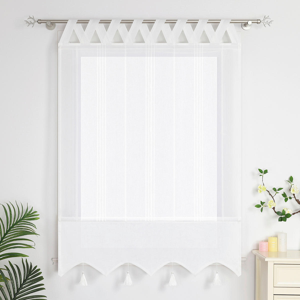 RAFFROLLO  halbtransparent  100/140 cm    - Weiß, Basics, Textil (100/140cm)