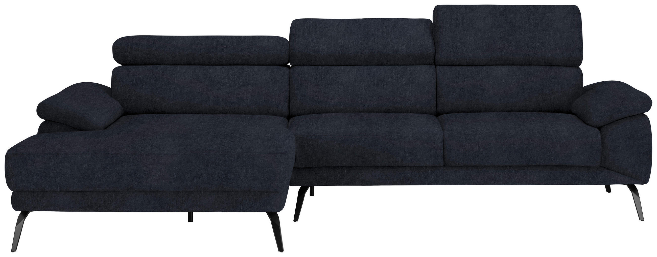 ECKSOFA in Velours Dunkelgrau  - Dunkelgrau/Schwarz, Design, Textil/Metall (187/295cm) - Novel