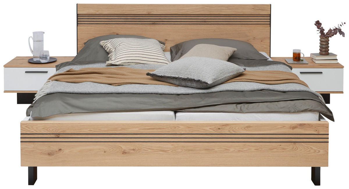 BETTANLAGE - Eichefarben/Anthrazit, Design, Holz (180/200cm) - Dieter Knoll