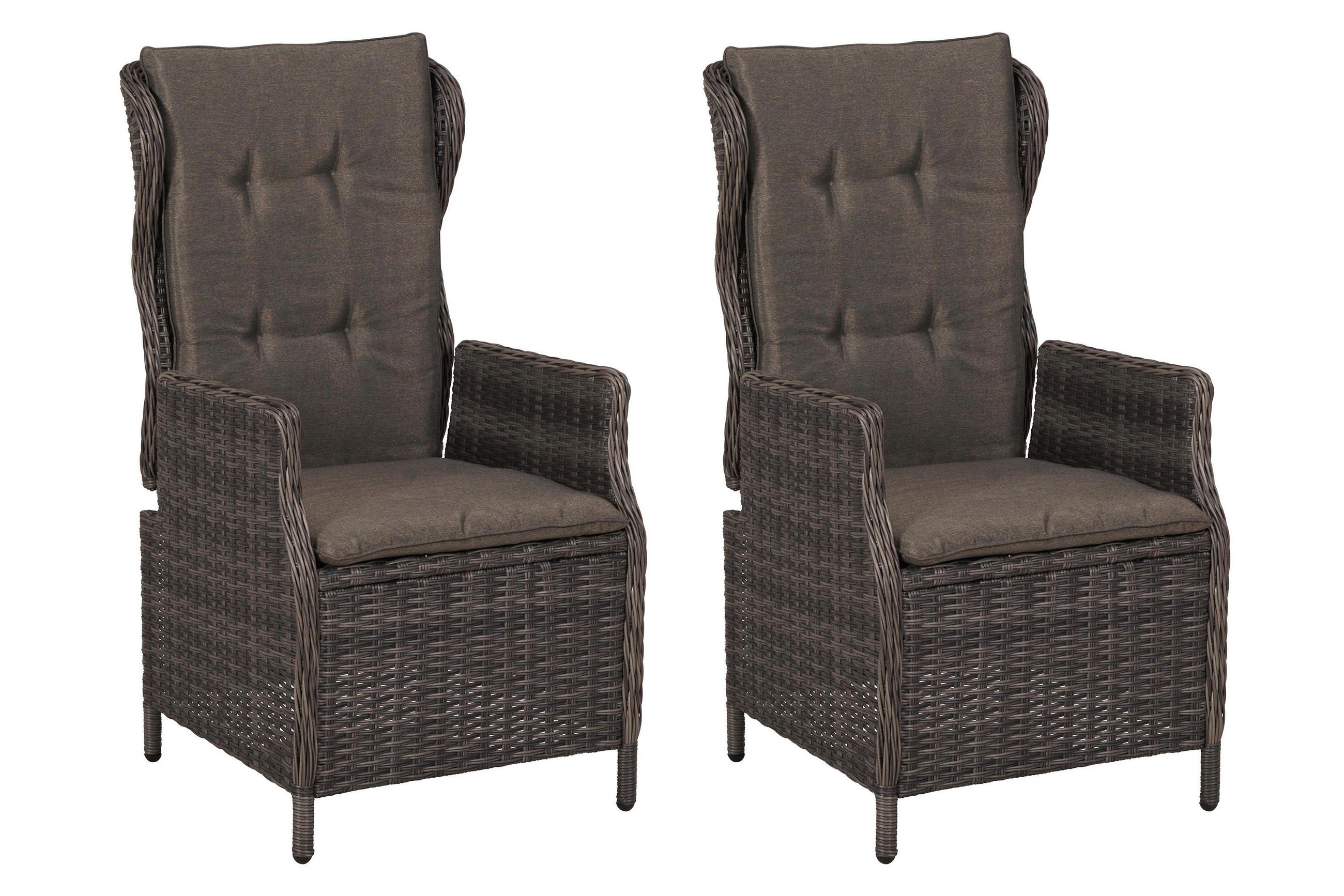 GARTENSESSEL-SET Stahl Grau  - Grau, KONVENTIONELL, Kunststoff/Textil (58/108/69,5cm) - Gardenson