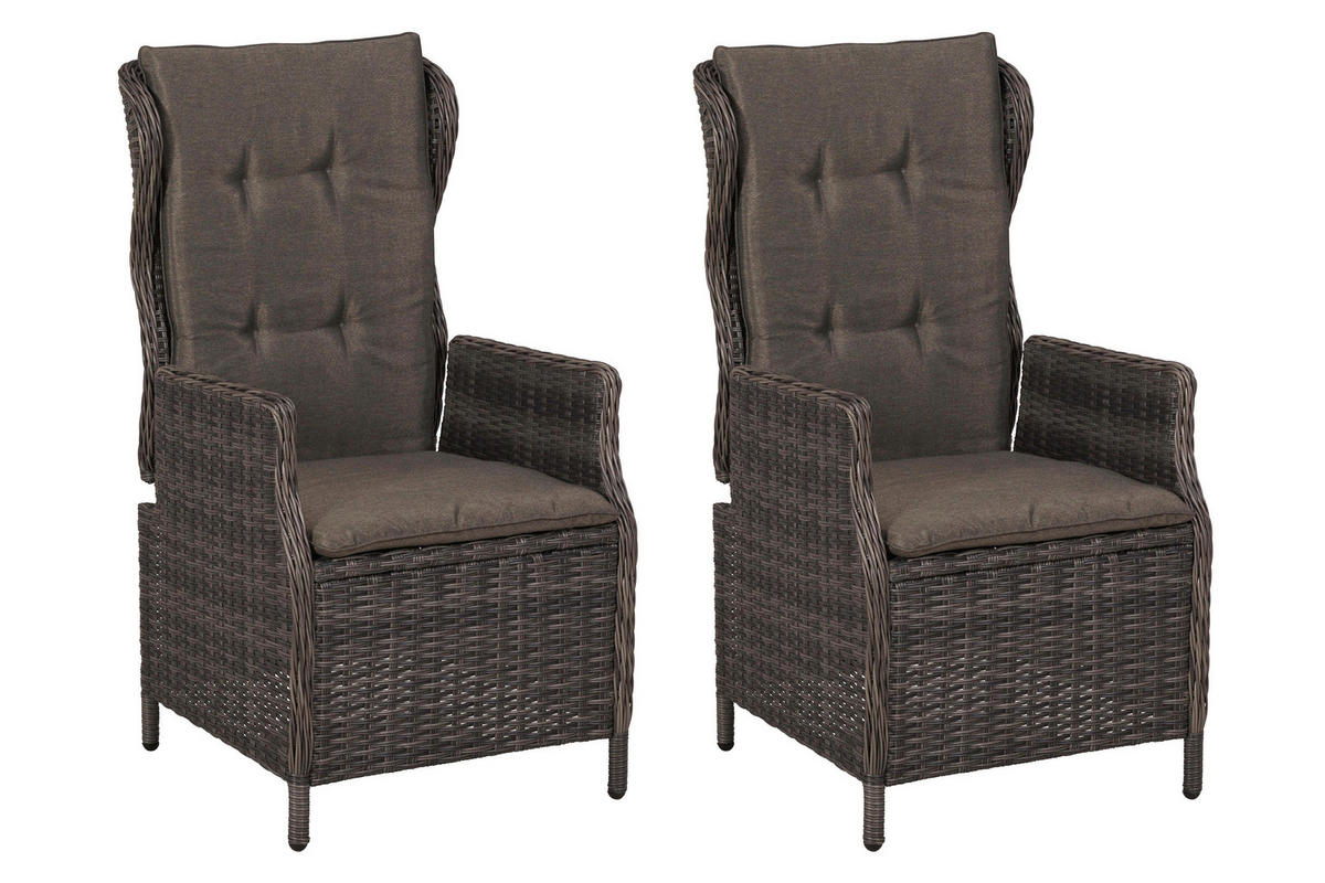 GARTENSESSEL-SET Stahl Grau  - Grau, KONVENTIONELL, Kunststoff/Textil (58/108/69,5cm) - Gardenson