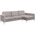 ECKSOFA Taupe Chenille  - Taupe/Silberfarben, KONVENTIONELL, Textil/Metall (284/143cm) - Carryhome