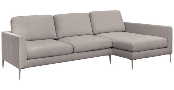 ECKSOFA Taupe Chenille  - Taupe/Silberfarben, KONVENTIONELL, Textil/Metall (284/143cm) - Carryhome