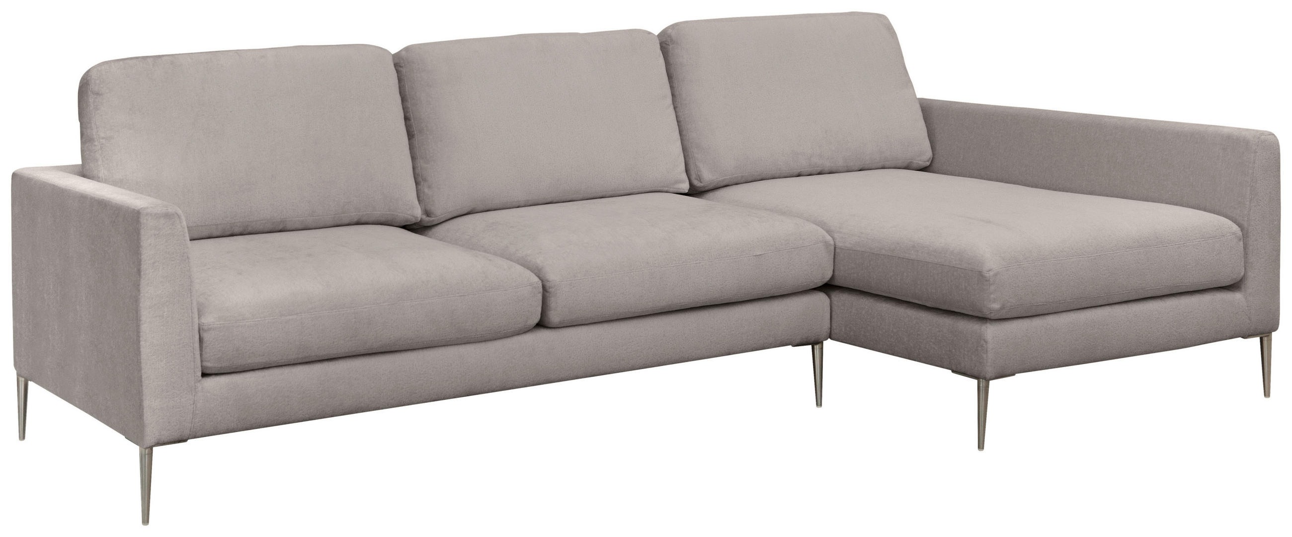 ECKSOFA Taupe Chenille  - Taupe/Silberfarben, KONVENTIONELL, Textil/Metall (284/143cm) - Carryhome