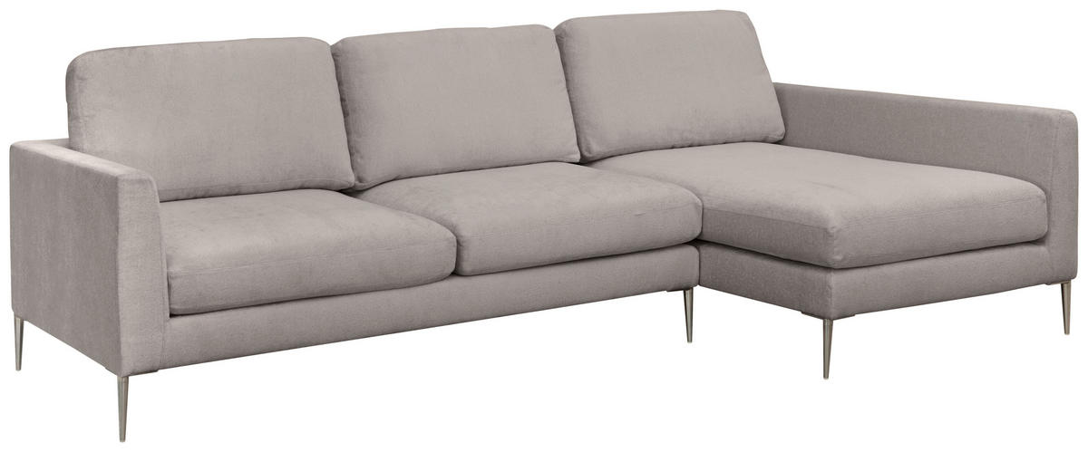 ECKSOFA Taupe Chenille  - Taupe/Silberfarben, KONVENTIONELL, Textil/Metall (284/143cm) - Carryhome