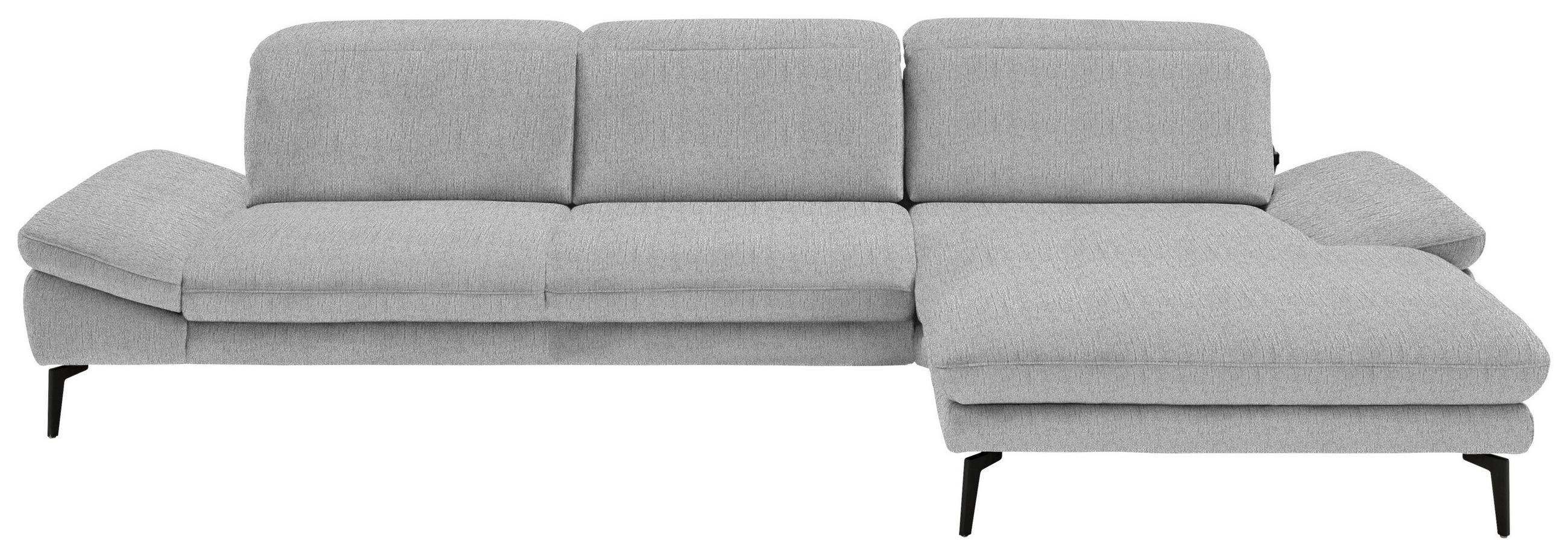 ECKSOFA in Chenille Silberfarben  - Silberfarben/Schwarz, Design, Textil/Metall (319/188cm) - Beldomo System