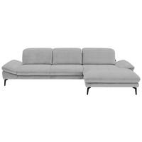 ECKSOFA in Chenille Silberfarben  - Silberfarben/Schwarz, Design, Textil/Metall (319/188cm) - Beldomo System