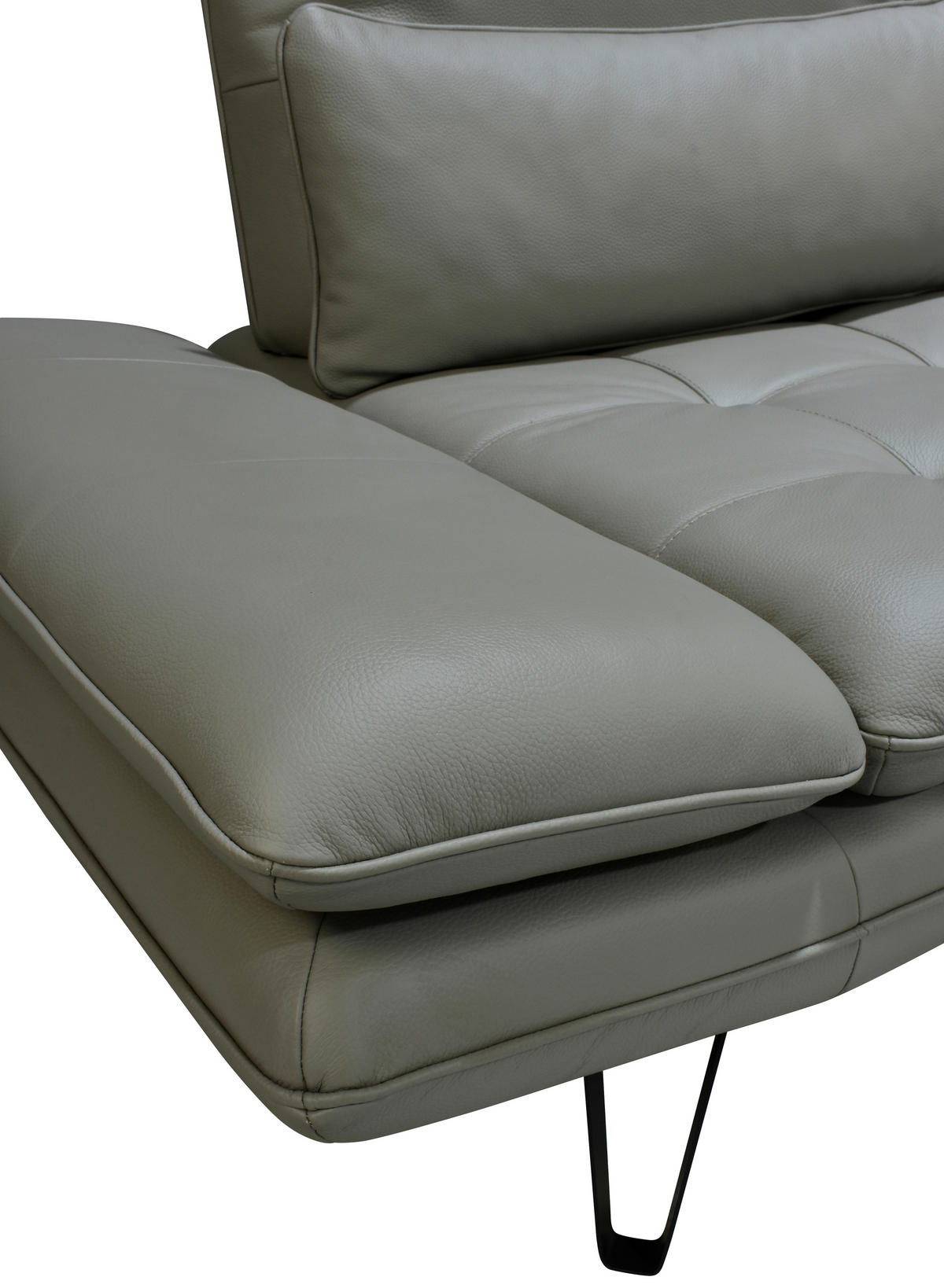 ECKSOFA Grau, Taupe Echtleder  - Taupe/Schwarz, Design, Leder/Kunststoff (312/104-128cm) - Celina Home