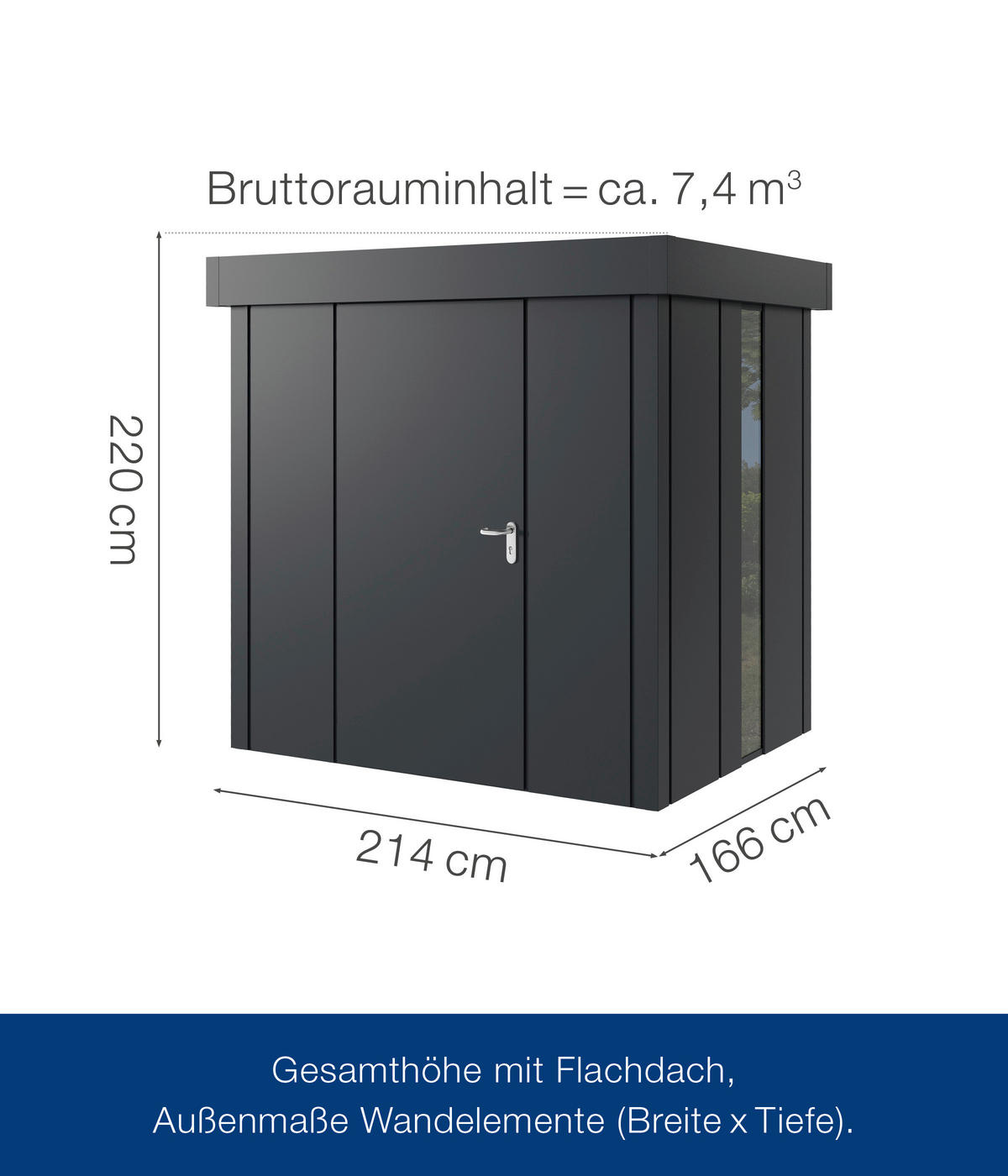 GERÄTEHAUS 229/220/181 cm  - Anthrazit, Basics, Metall (229/220/181cm)