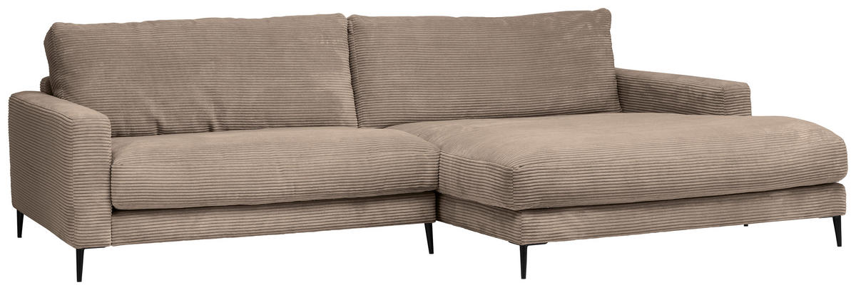 ECKSOFA Taupe Cord  - Taupe/Schwarz, Design, Textil/Metall (272/190cm) - Pure Home Lifestyle