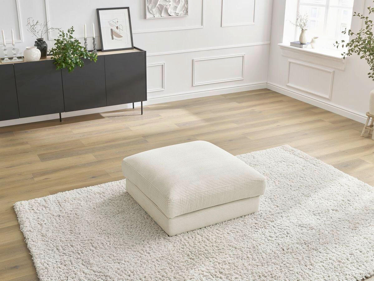 HOCKER LEONARD Cord Beige  - Beige/Schwarz, MODERN, Kunststoff/Textil (86/43/86cm)