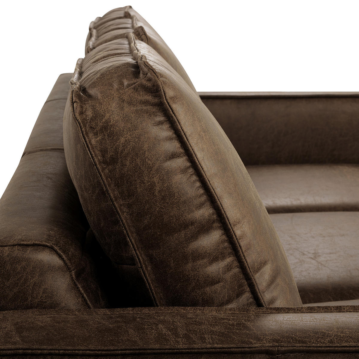ECKSOFA Dunkelbraun Echtleder Lederlook Bettkasten, Schlaffunktion, Rücken echt  - Dunkelbraun/Schwarz, Design, Leder/Textil (166/238cm) - Livetastic