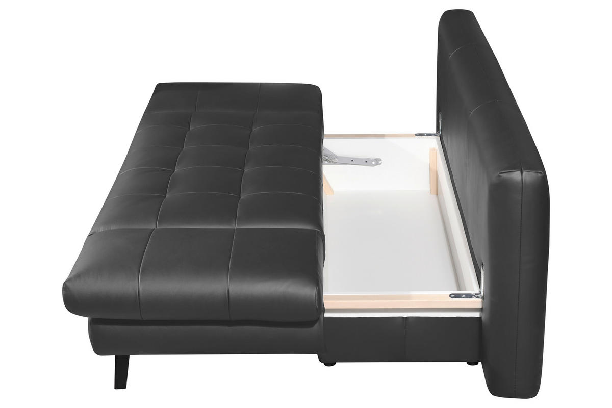 SCHLAFSOFA Anthrazit Echtleder  - Anthrazit/Schwarz, Design, Leder/Metall (209/94/94cm) - Novel