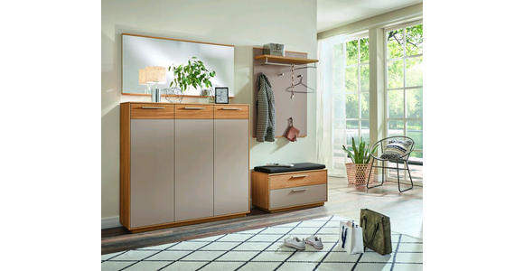 GARDEROBE 5-teilig  in 215/195/40 cm  - Taupe/Eichefarben, Design, Glas/Holz (215/195/40cm) - Novel