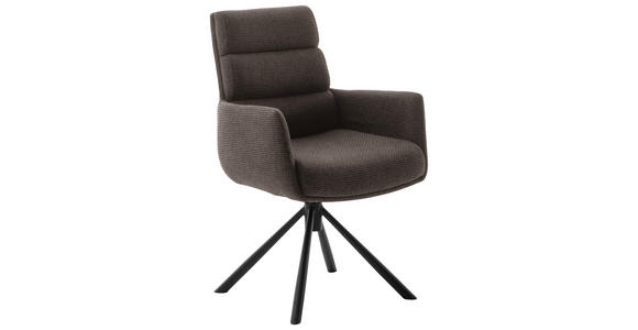 ARMLEHNSTUHL  in Stahl Webstoff  - Schwarz/Cappuccino, Design, Textil/Metall (61/90/64cm) - Dieter Knoll