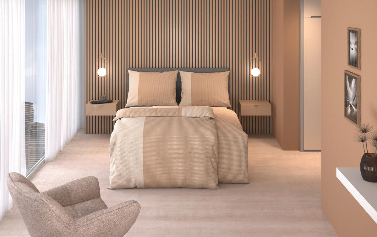 BETTWÄSCHE 2-teilig Satin 140/220 cm  - Beige, Design, Textil (140/220cm) - Dieter Knoll